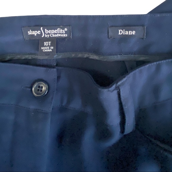 SHAPE BENEFITS BY CHADWICK DIANE STRAIGHT LEG PANTS WOMEN'S SIZE 10T NAVY BLUE - Picture 3 of 5